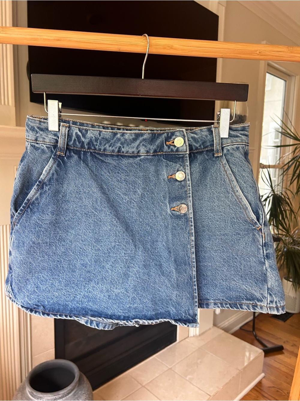 *can’t ship until 05/16* Zara Light Blue Denim Mini Skort